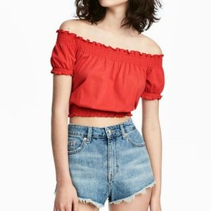 H&M red off shoulder top